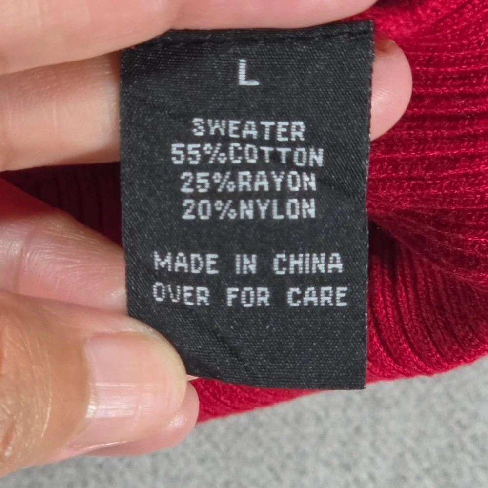 Byer California B-Wear Sweater Womens L Red Surplice Shawl Collar 3/4 Sleeve